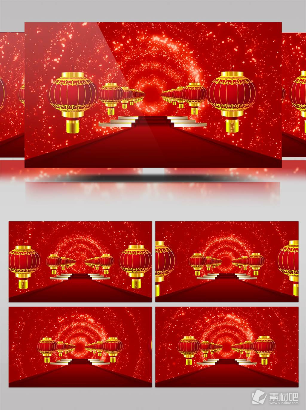 高清灯笼红地毯喜庆节日舞台背景