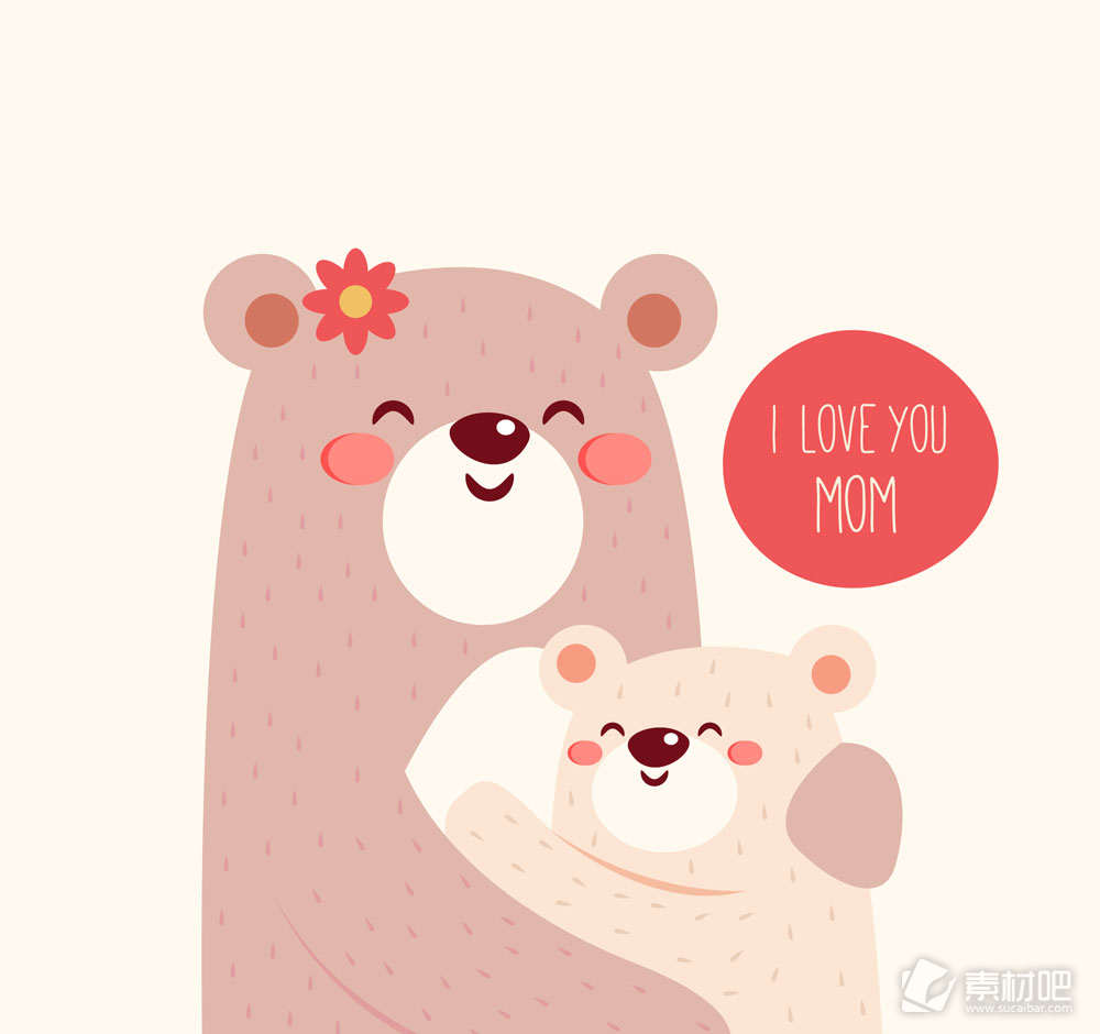 卡通拥抱的母子熊矢量素材