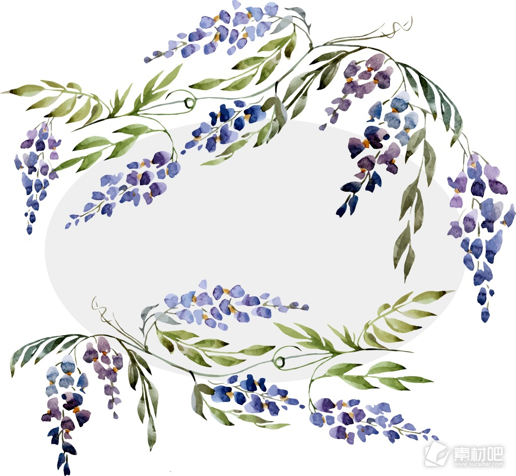 水彩紫色植物插画