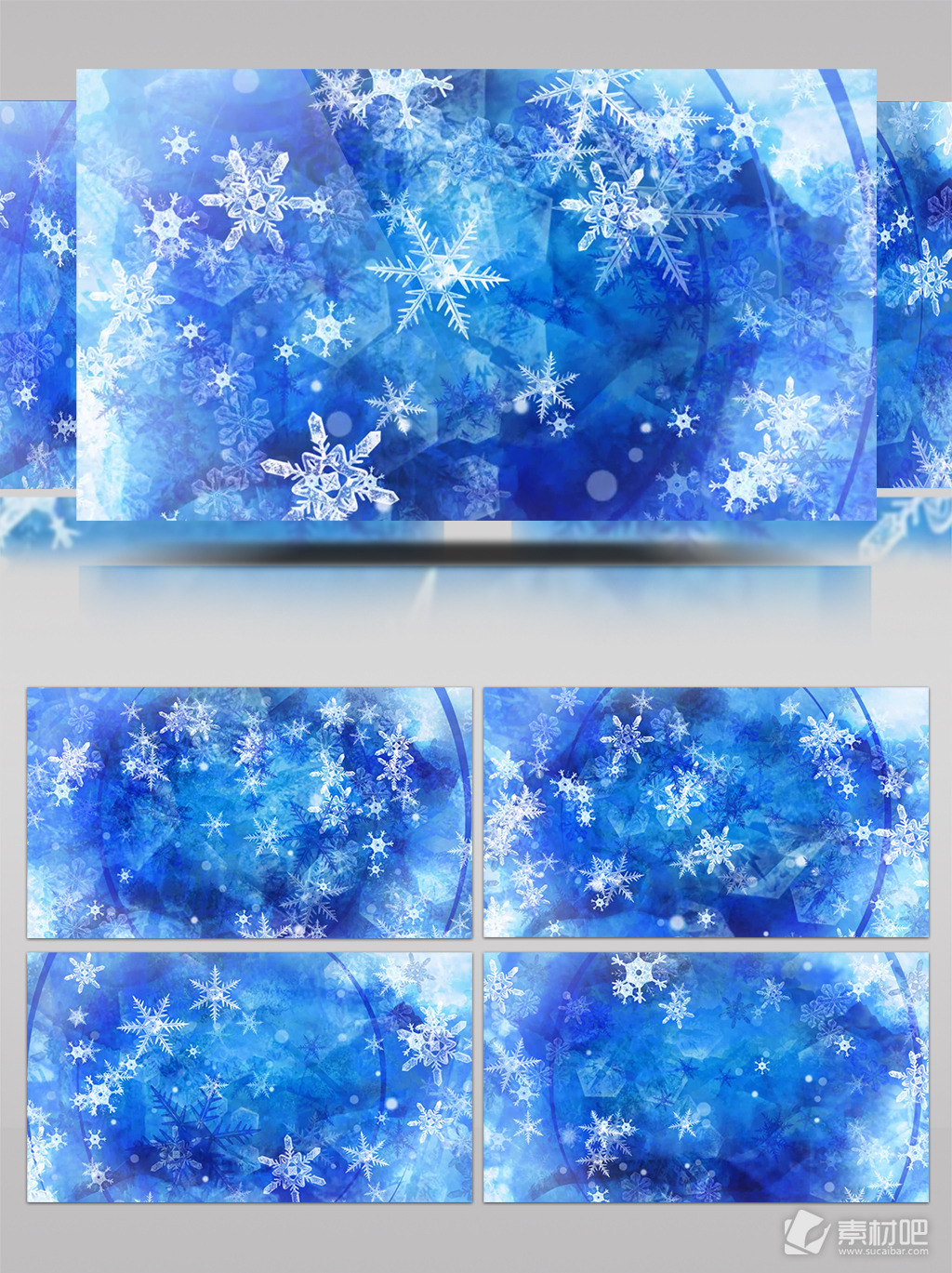 高清雪花蓝色冬天冬季LED背景