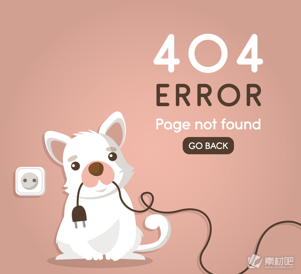 手绘卡通狗狗404错误网页背景