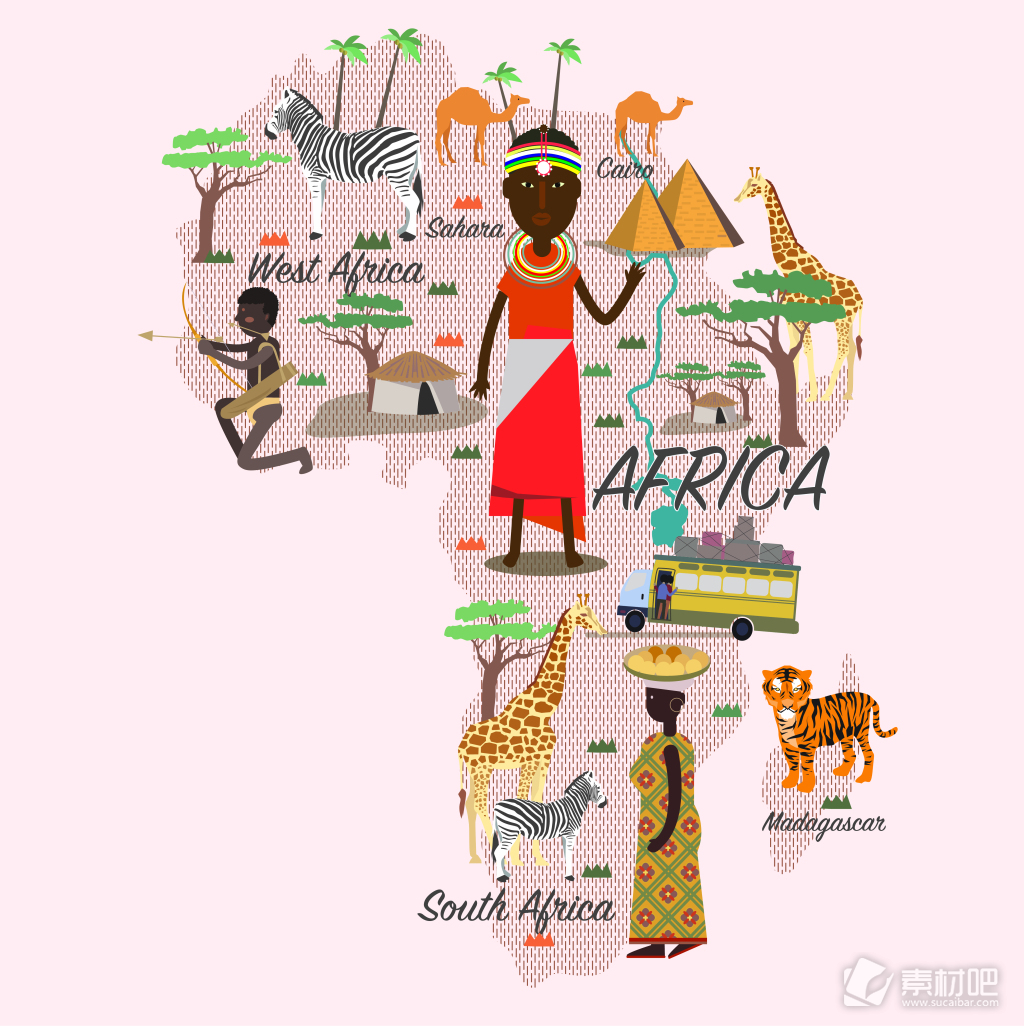 时尚特色非洲旅行地图