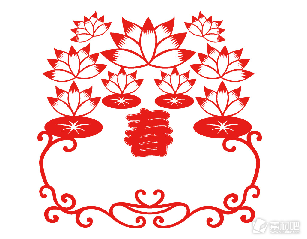 红色新春装饰花朵矢量元素