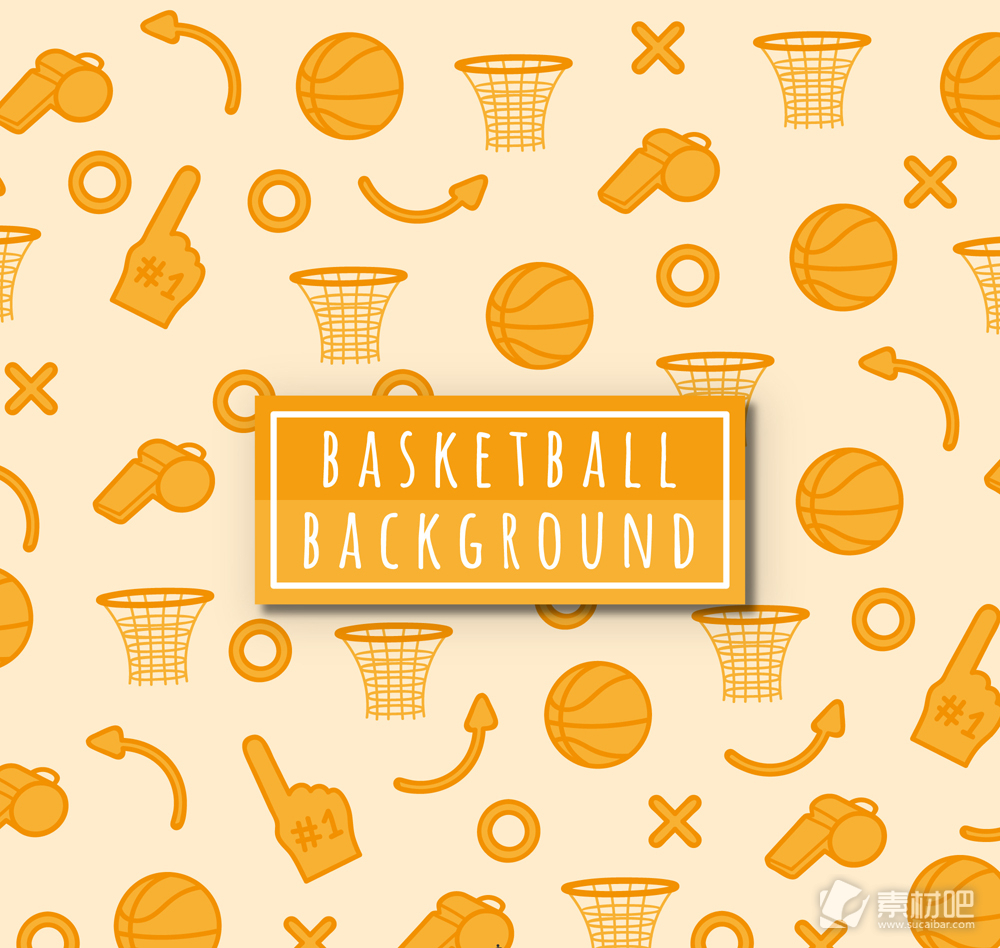 橙色篮球元素无缝背景矢量