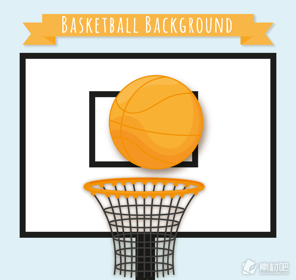 创意投进篮球架的篮球矢量图