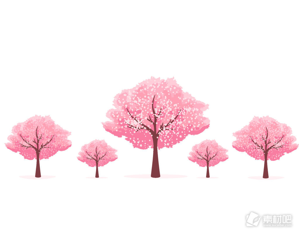 卡通粉色树木矢量元素