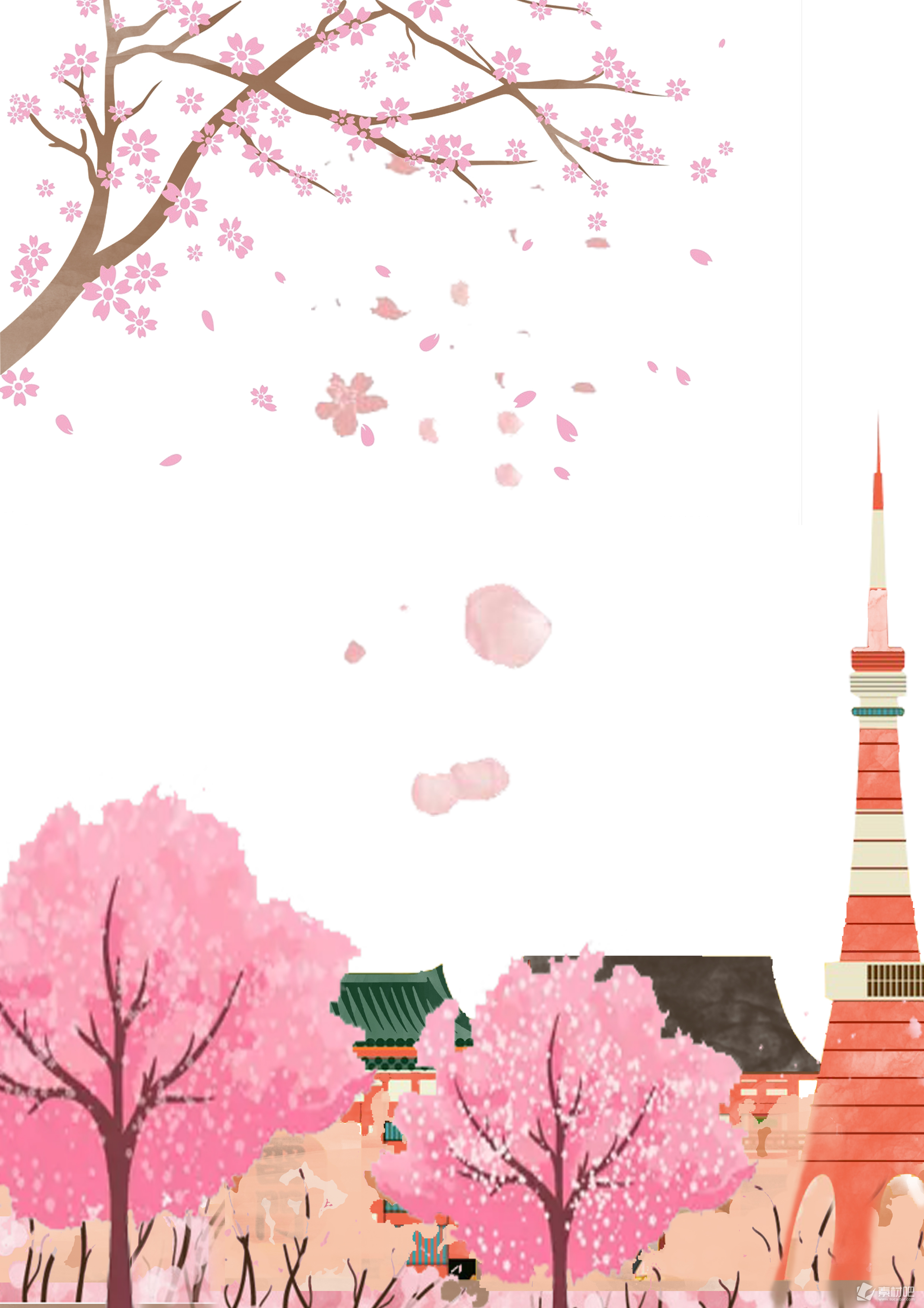 手绘樱花节海报背景
