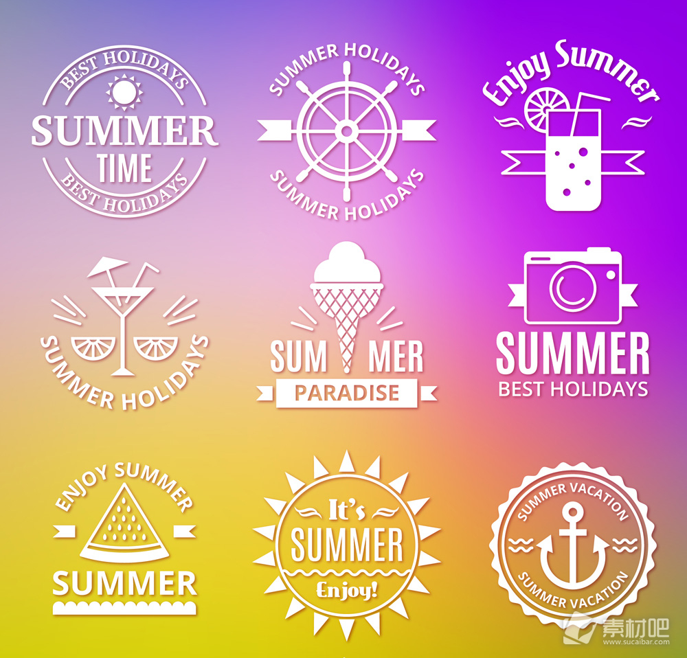 9款精致夏季元素标志矢量素材