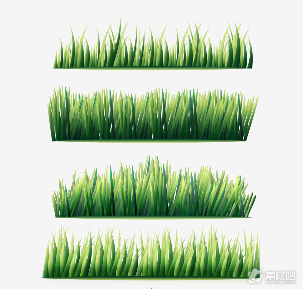 4款水彩绘草丛矢量素材