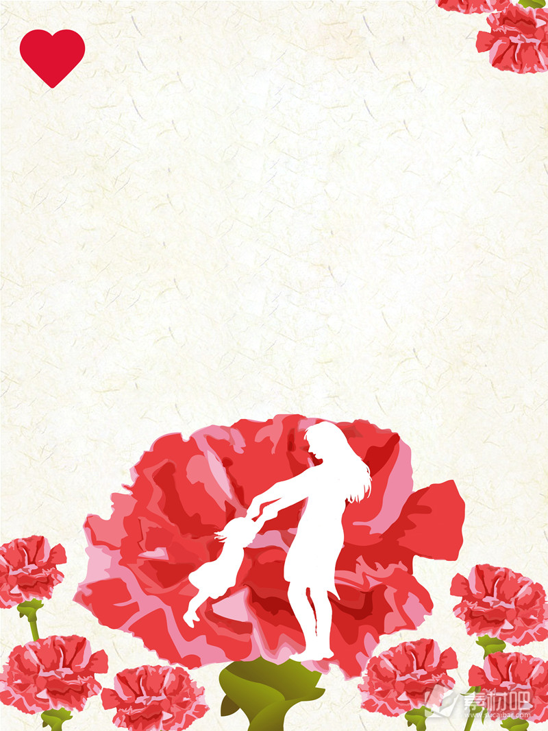 创意彩绘红色花朵母亲节海报背景设计