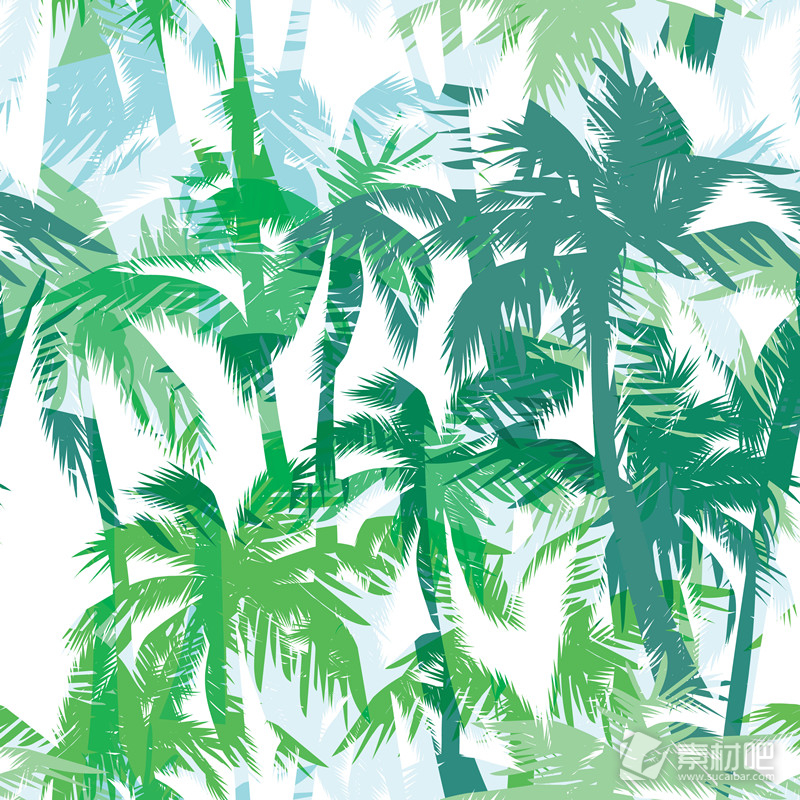 手绘绿色椰树艺术底纹背景素材
