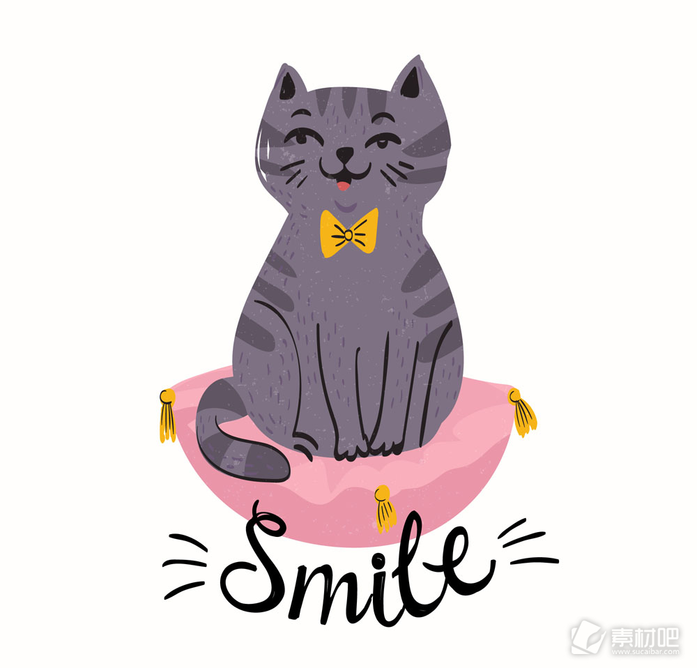 可爱笑脸猫咪设计矢量素材