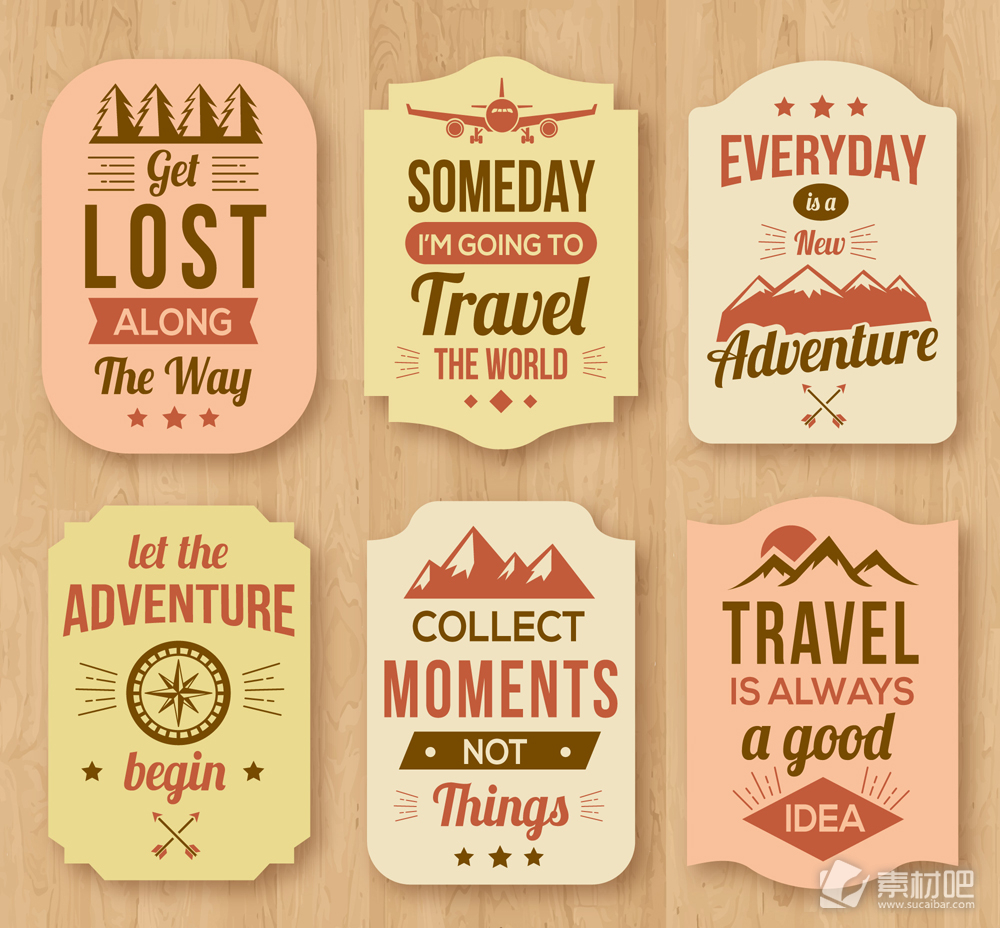 6款创意旅行话语标签矢量素材