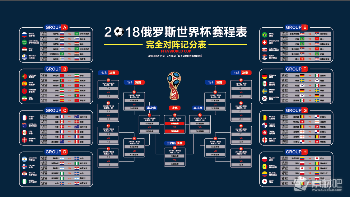 2018世界杯赛程矢量海报展板
