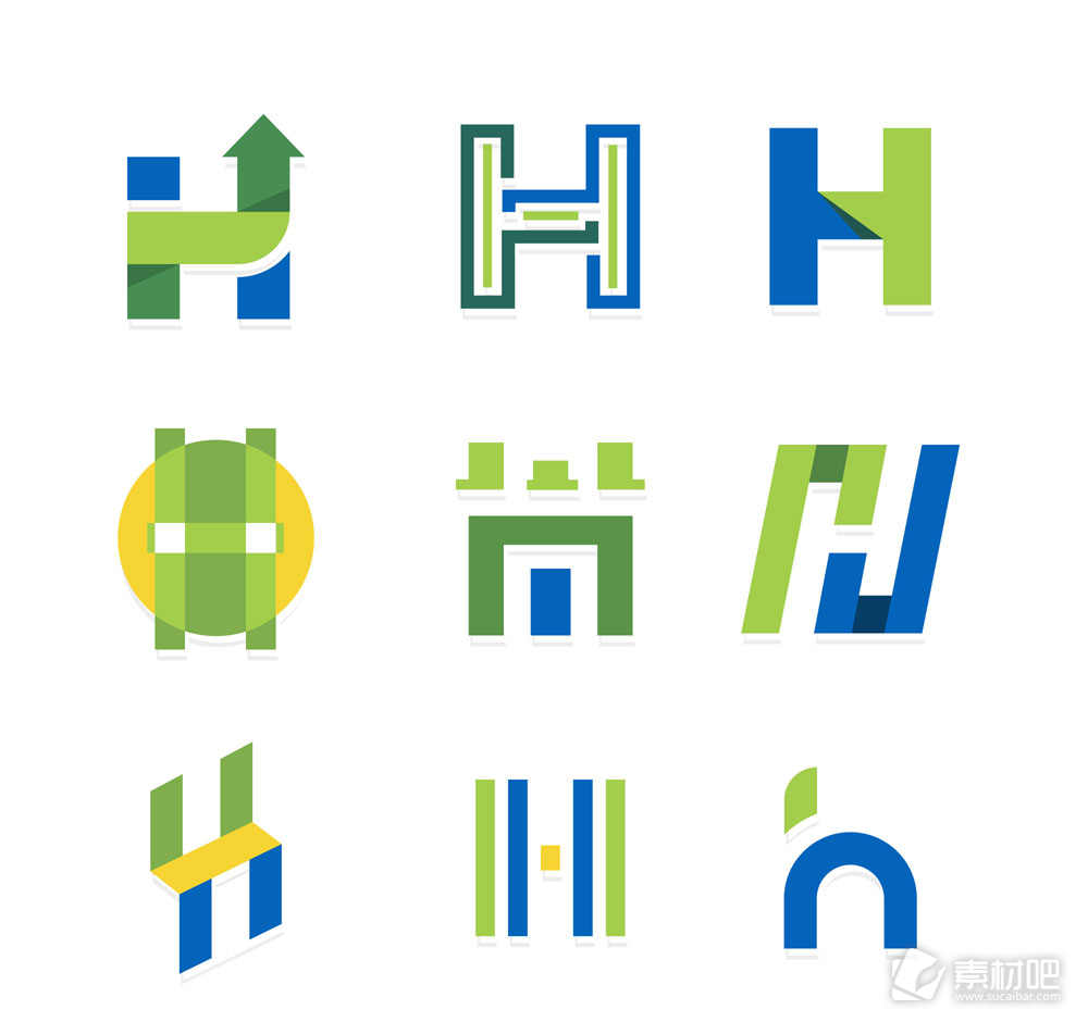 9款创意大写字母h标志矢量图