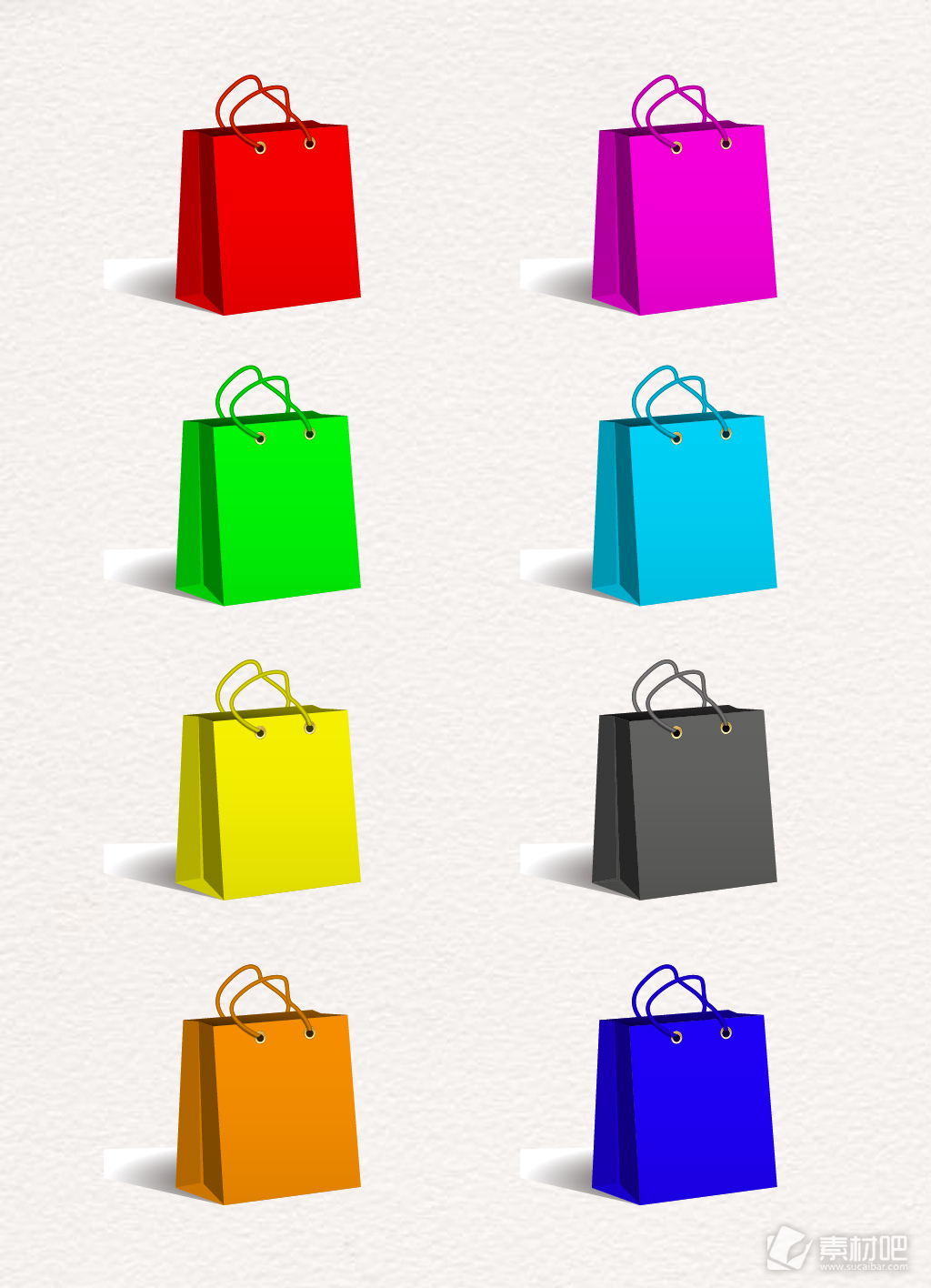 8款彩色矢量购物袋图标