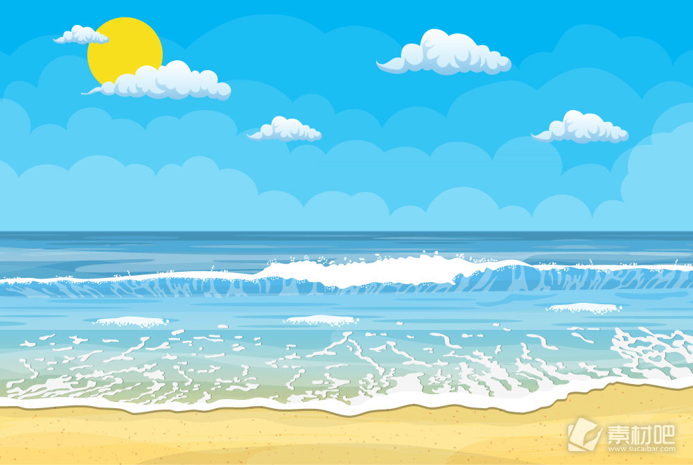 创意夏季大海沙滩风景矢量素材