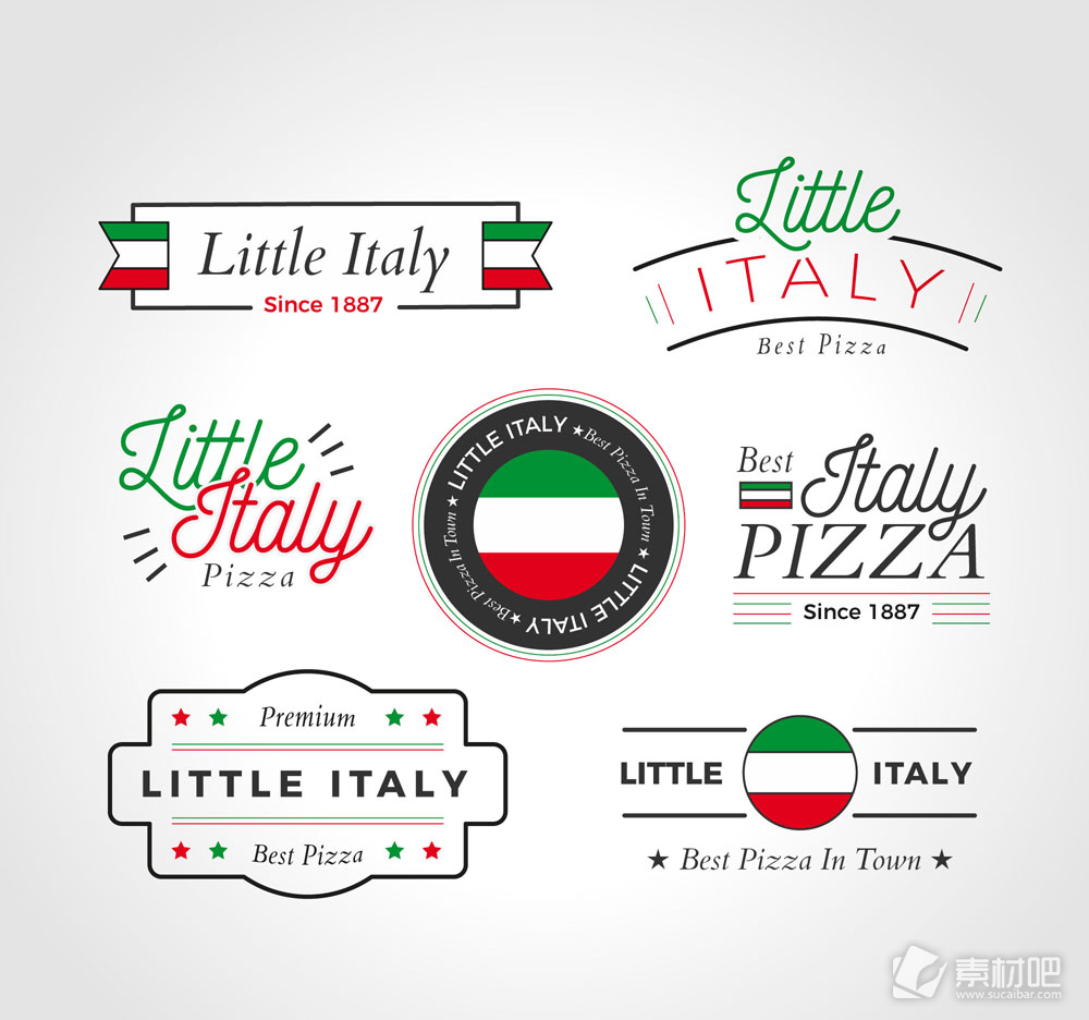 7款创意意大利披萨标志矢量图