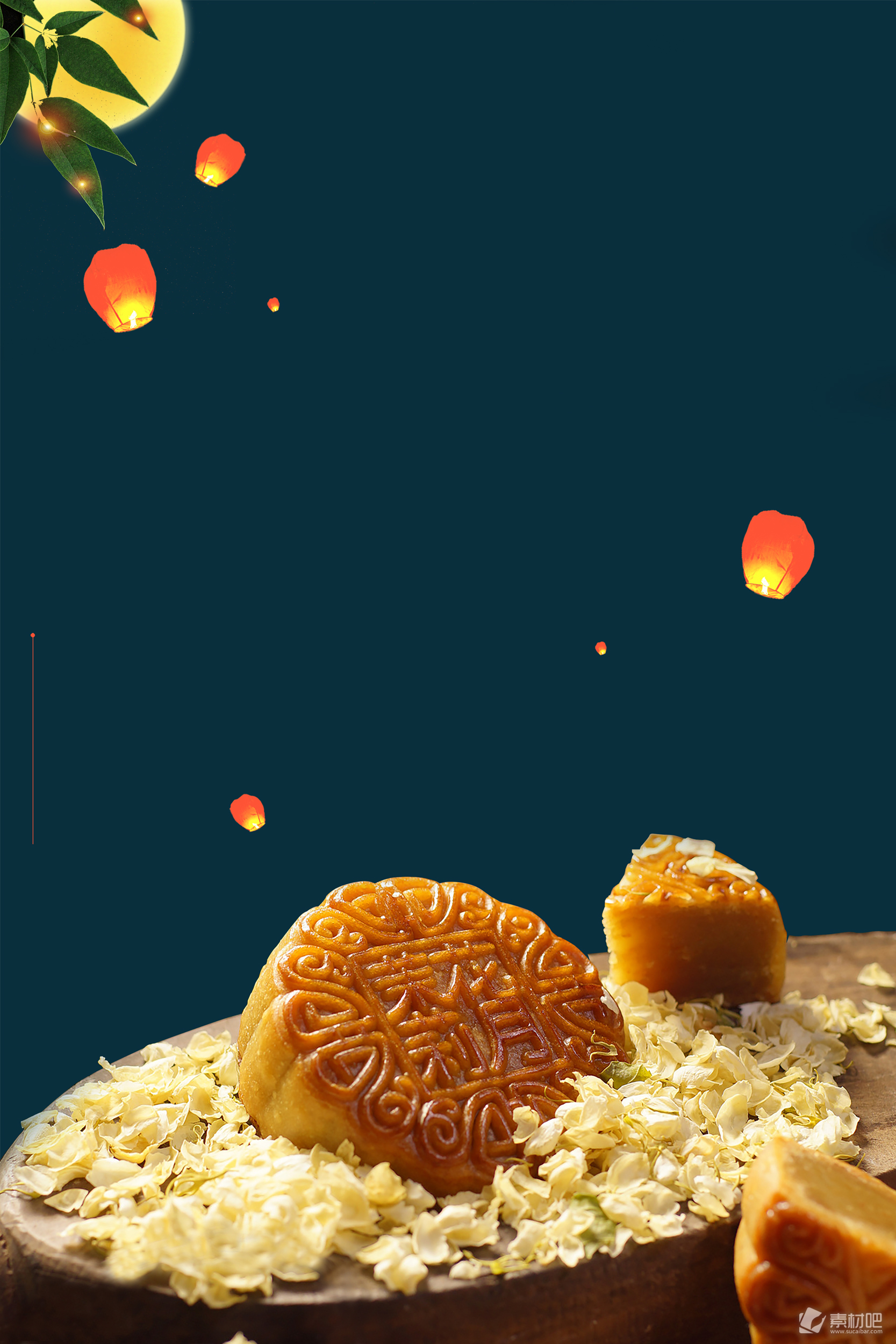 中秋节月饼促销海报背景