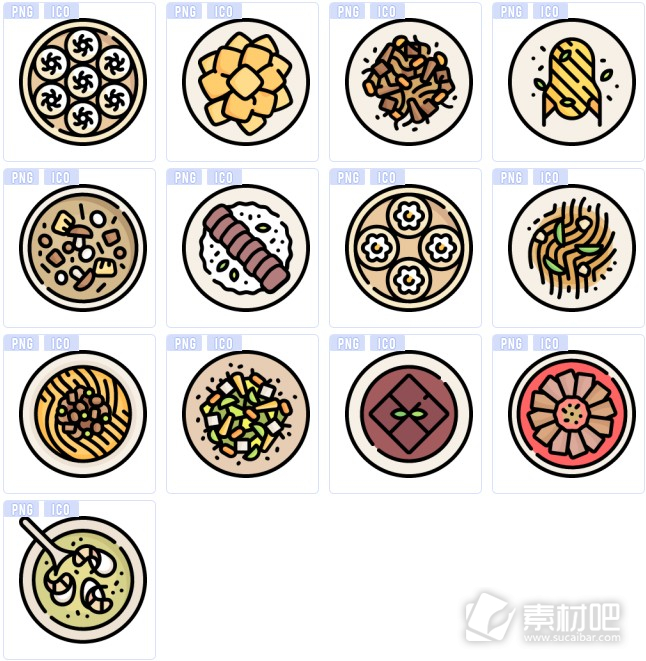 中国传统美食系列图标