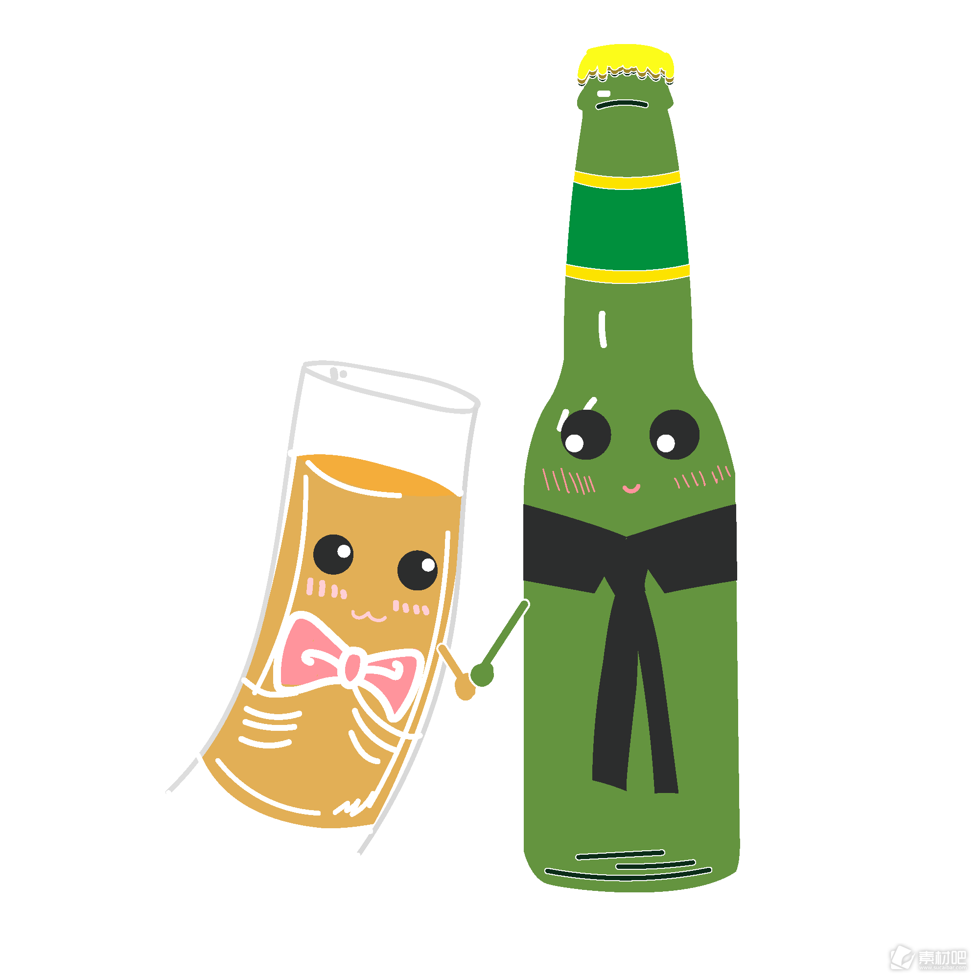 可爱的卡通人物拿着一杯啤酒插画图片素材_ID:429879215-Veer图库