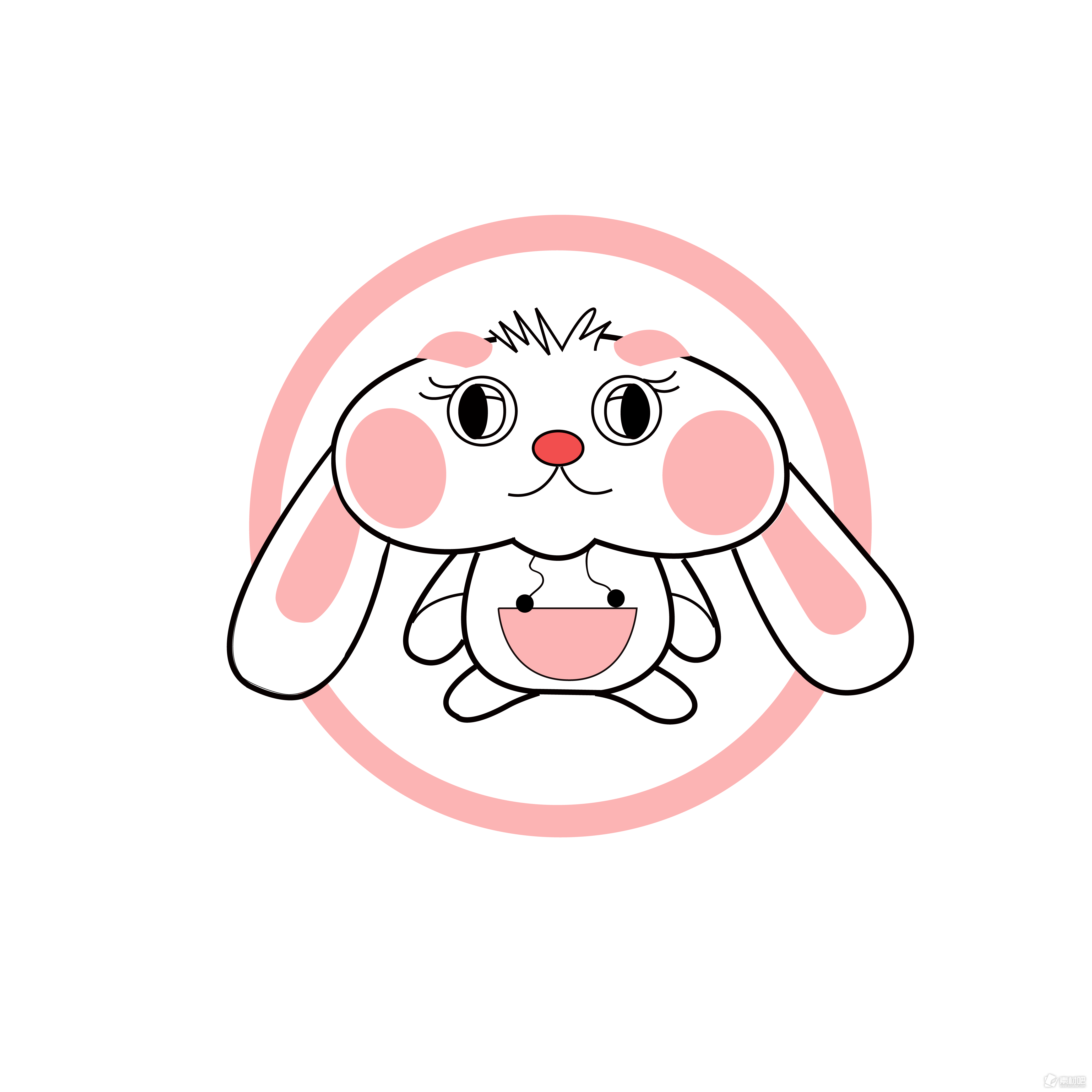 卡通可爱动物粉色小兔子可商用元素