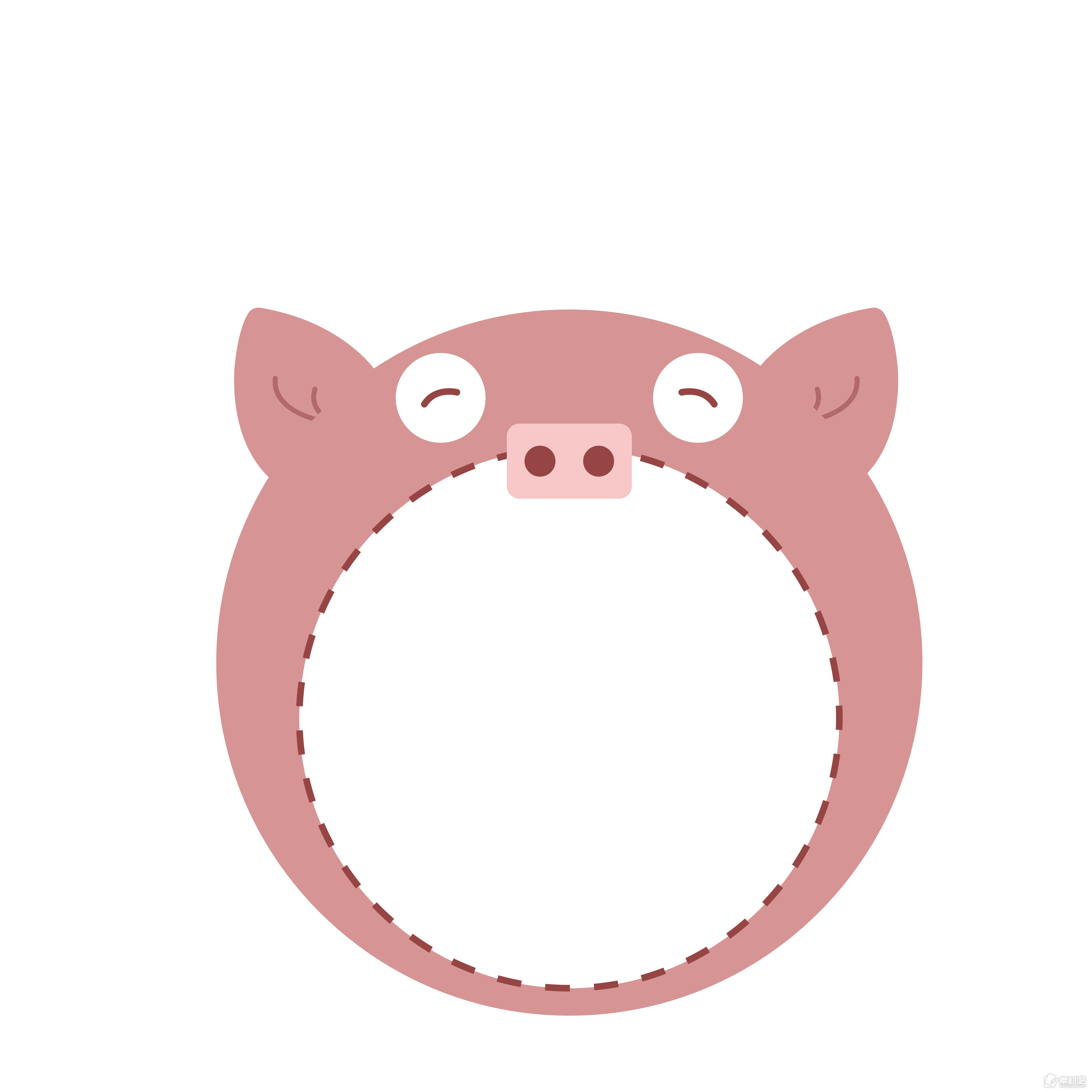 卡通手绘可爱动物猪会话框