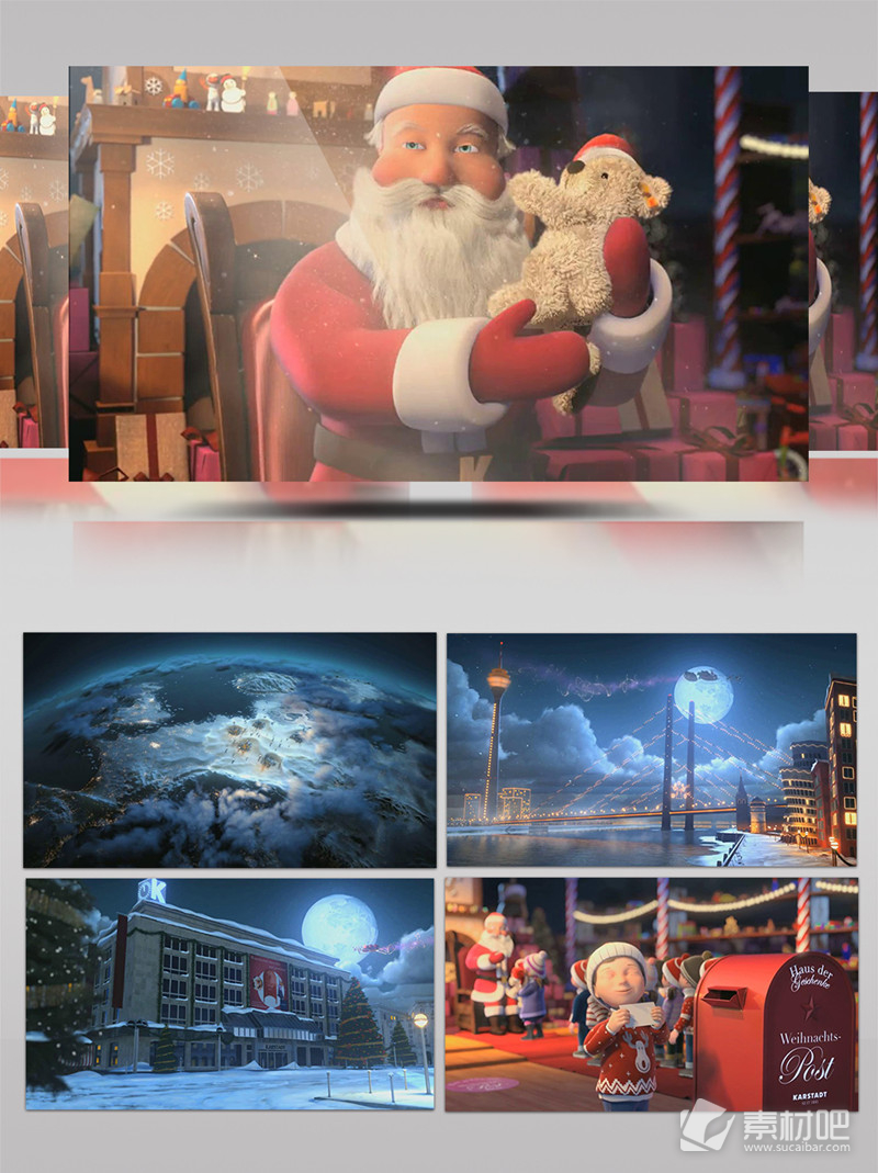 温馨圣诞节卡通宣传背景视频LED背景