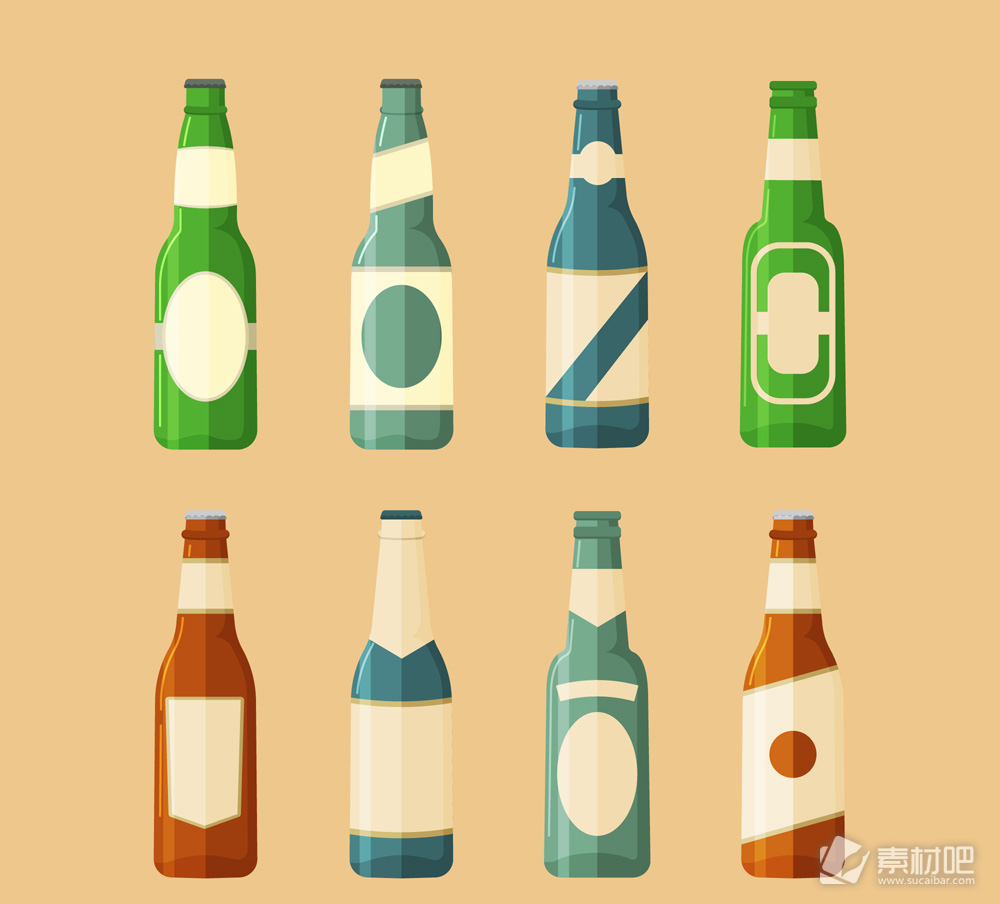 8款创意啤酒瓶设计矢量素材
