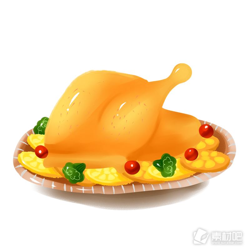 商用手绘节日感恩节火鸡大餐西方食物素材