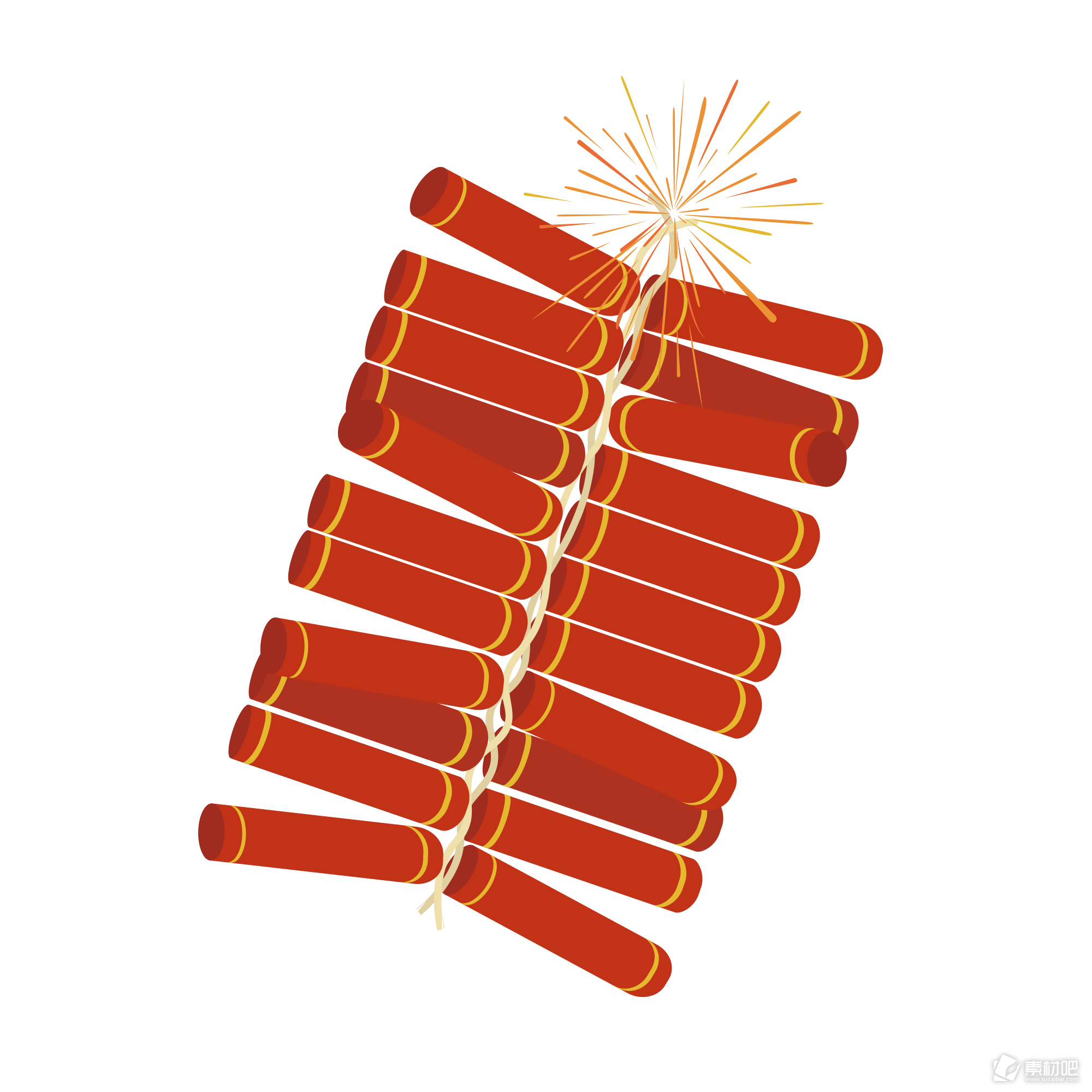 节日喜庆新年红色手绘鞭炮可商用元素