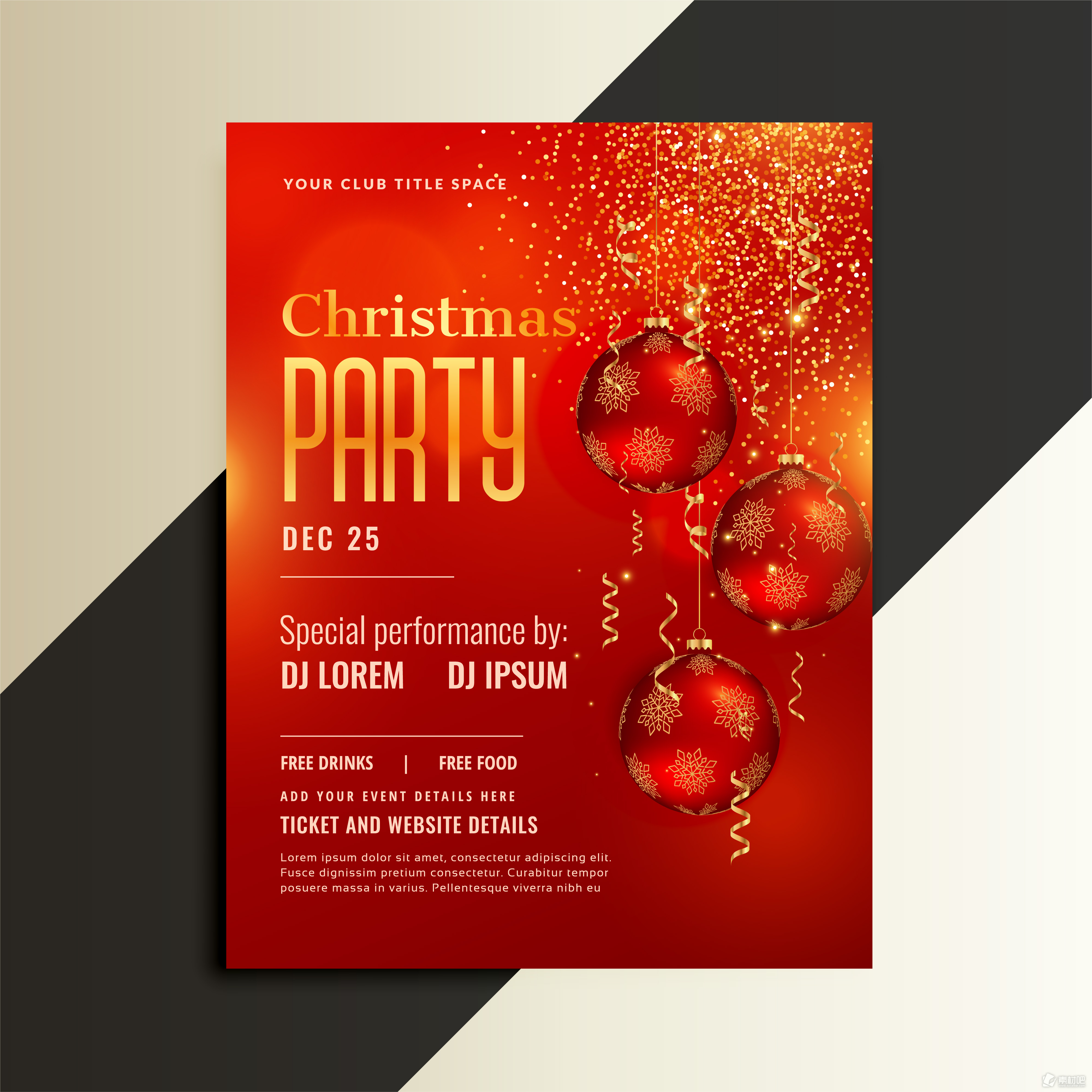 圣诞装饰球元素海报设计