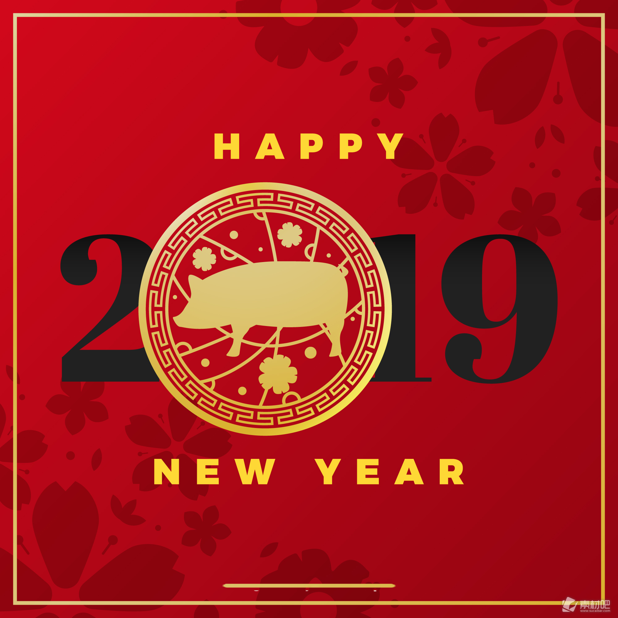 红金相间的中国新年2019海报